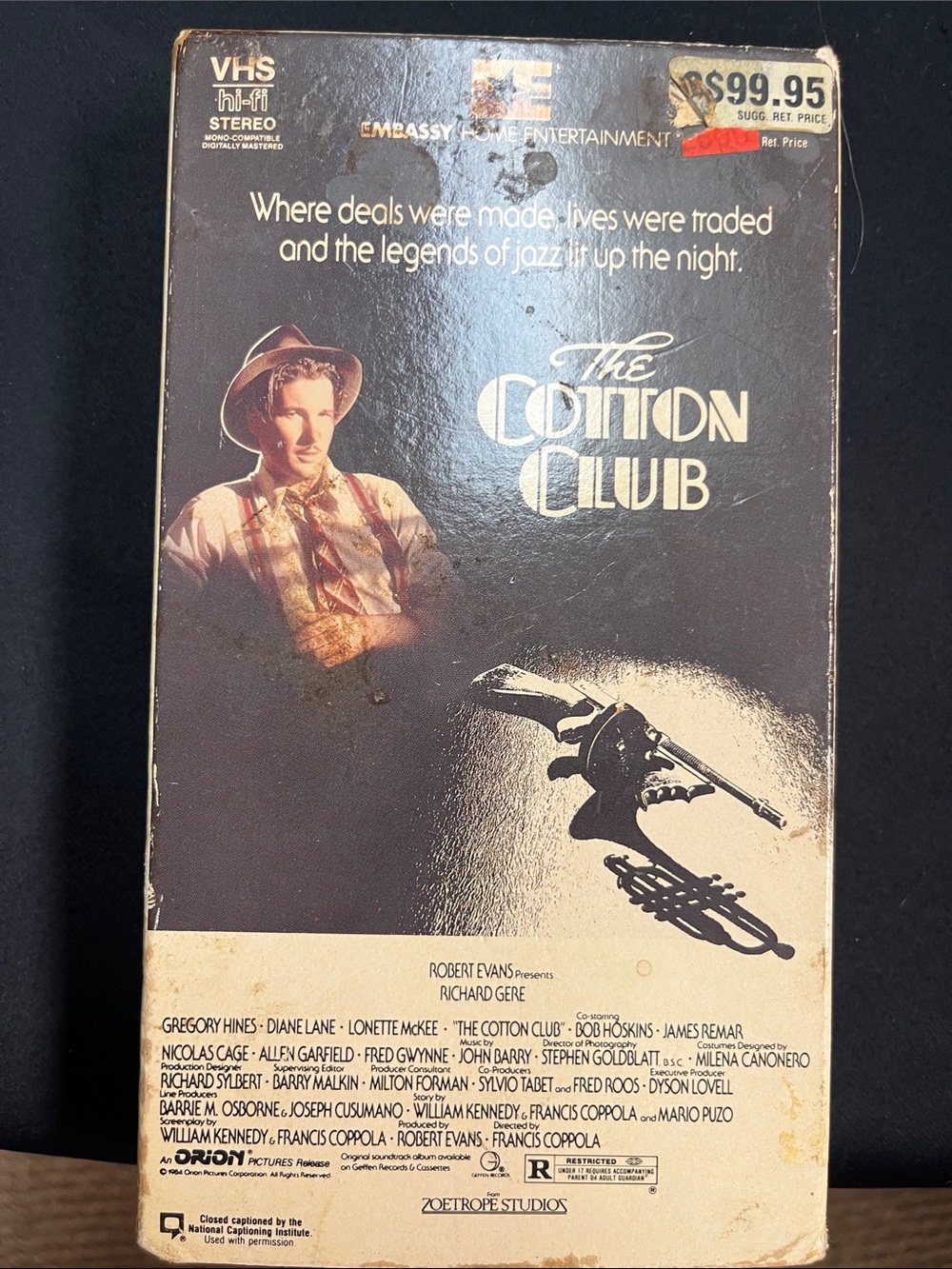 Vintage VHS Tape - The Cotton Club (Black & Cream)